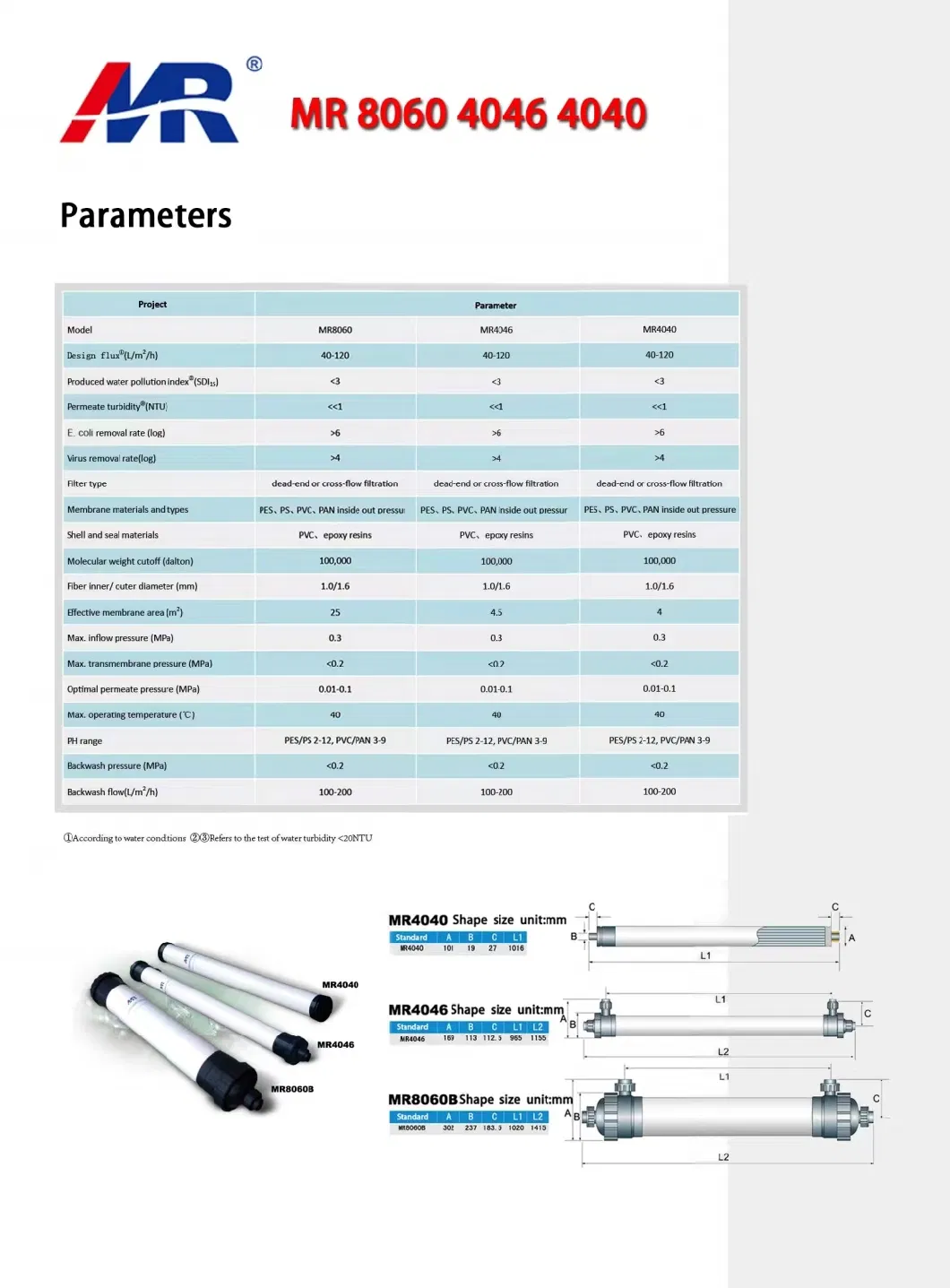 Wholesale Manufacturer UF Filter Water Purifier System PVDF UF Membrane Mr-8060 Hollow Fiber Membrane Ultrafiltration Tubular
